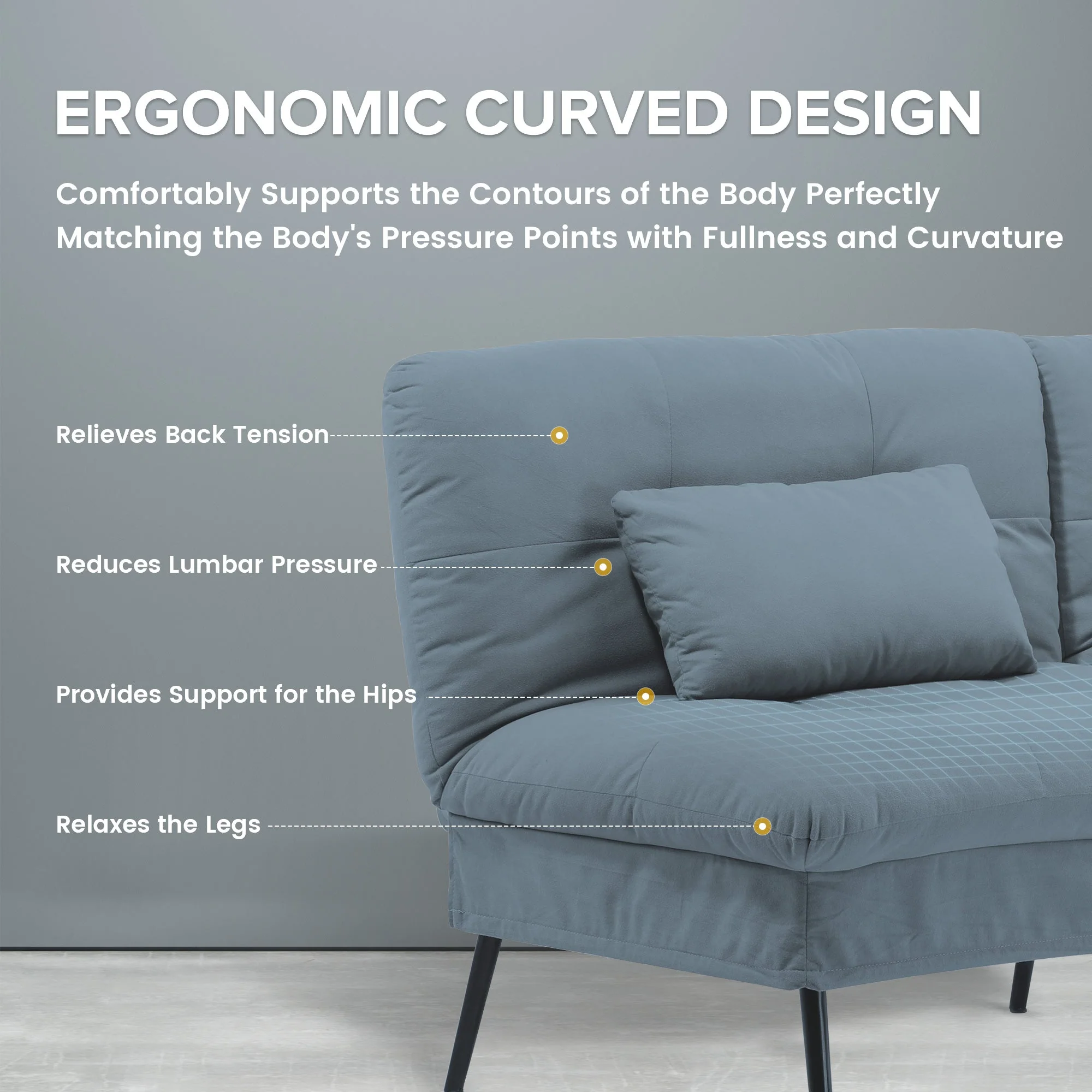 Convertible Ultra-comfortable Futon Sofa Bed with Adjustable Backrest B001