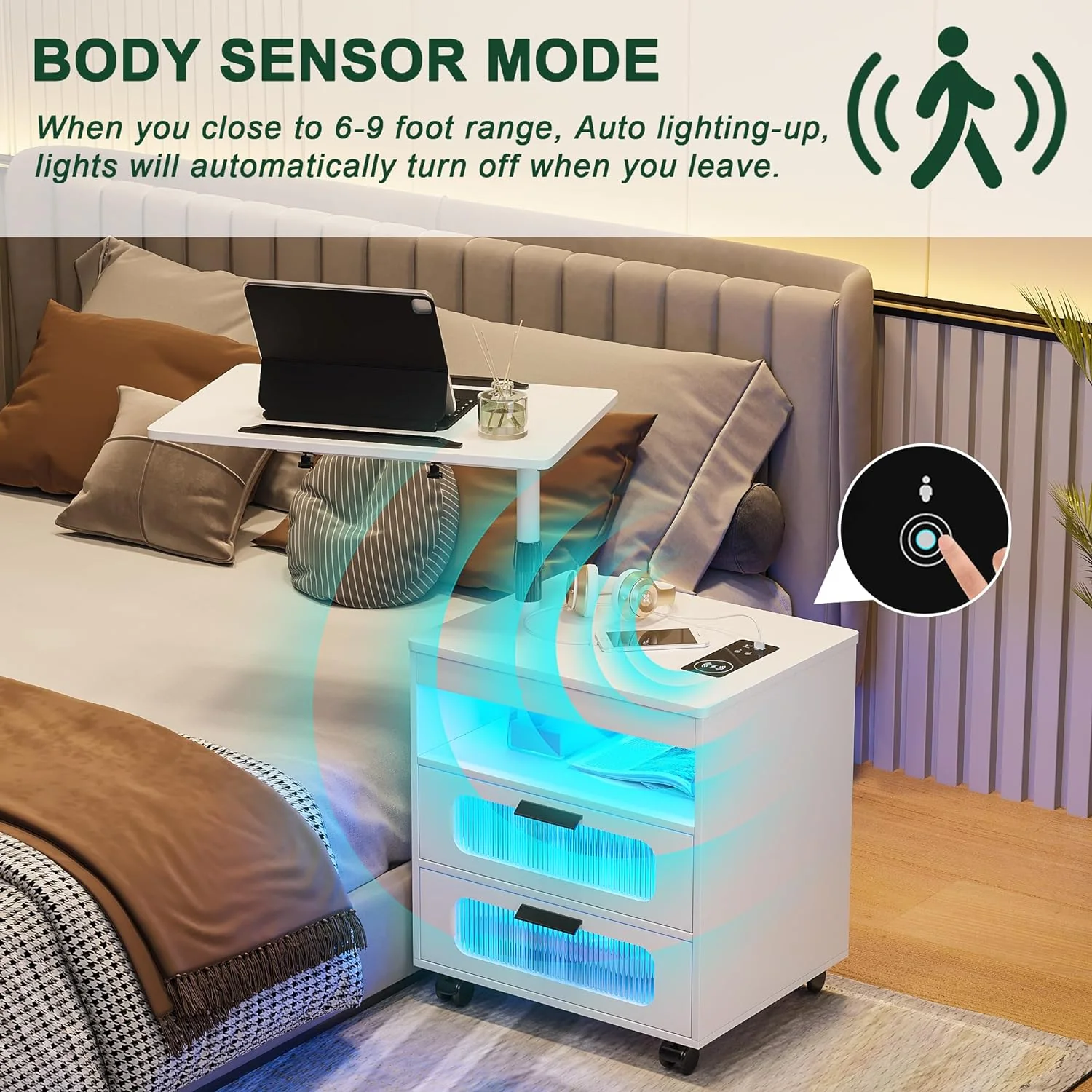 Nightstand with Wireless Charging Station