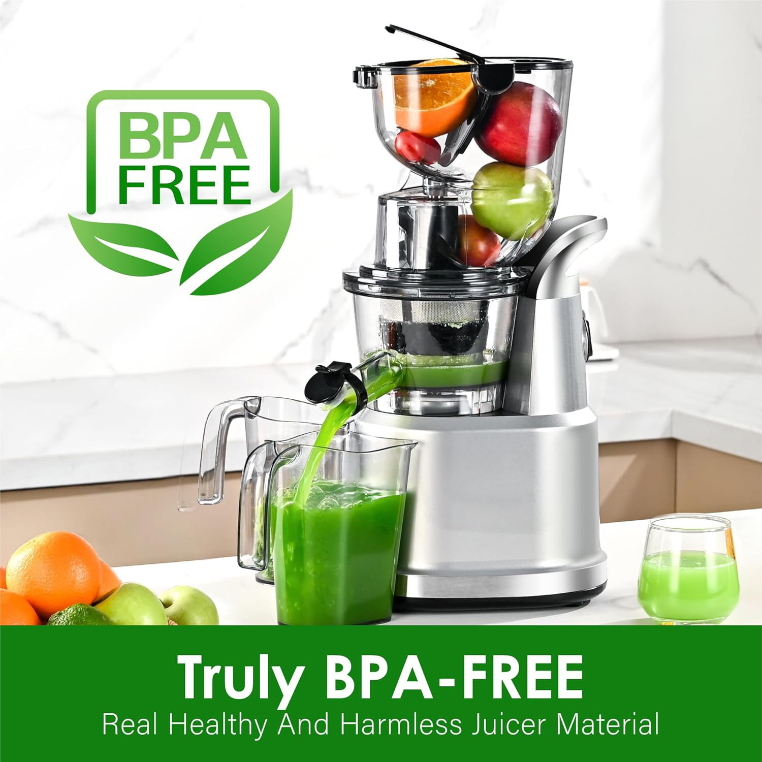 🎉⚡Hot Sale⚡Cold Press Juicer Machines, Kitchen in the Box Slow Masticating Juicers Machine,3.26inch Large Wide Feed Chute Fit Whole Fruits & Vegetables,BPA Free,Easy to Clean (Bright Black)