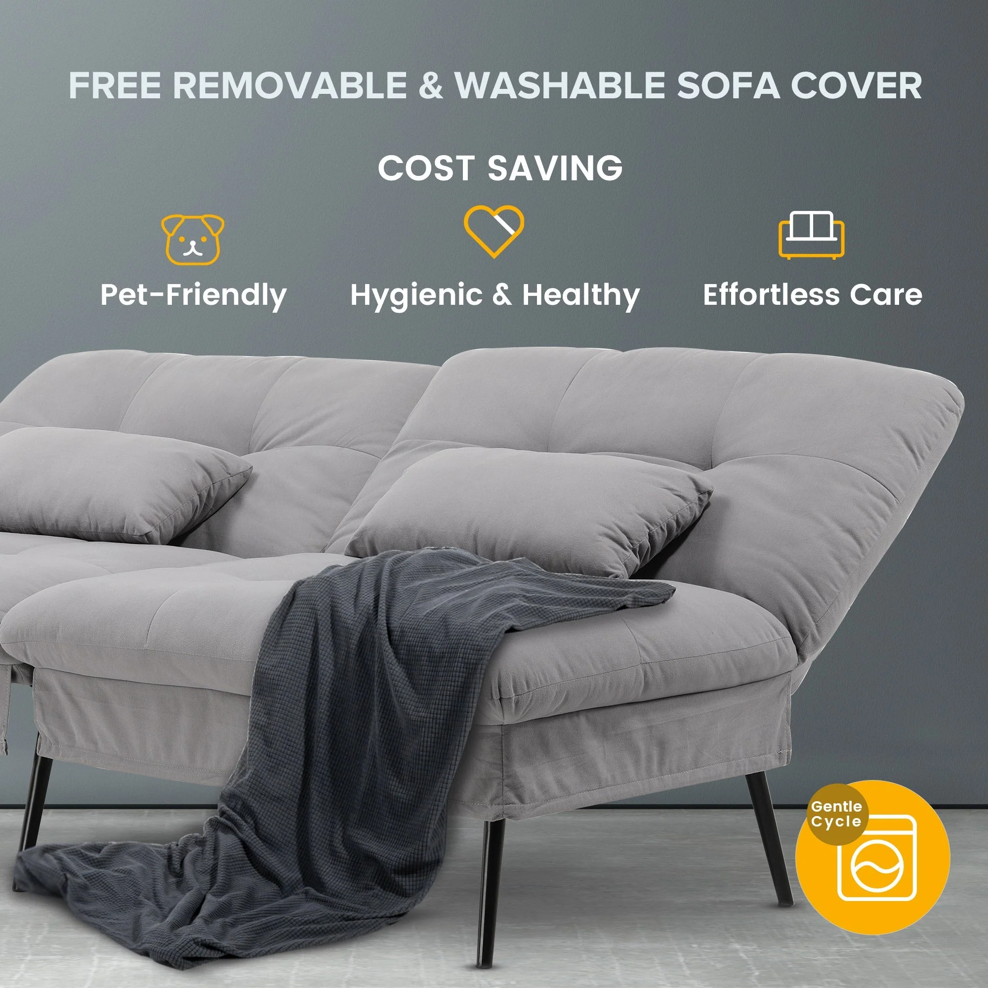Convertible Ultra-comfortable Futon Sofa Bed with Adjustable Backrest B001