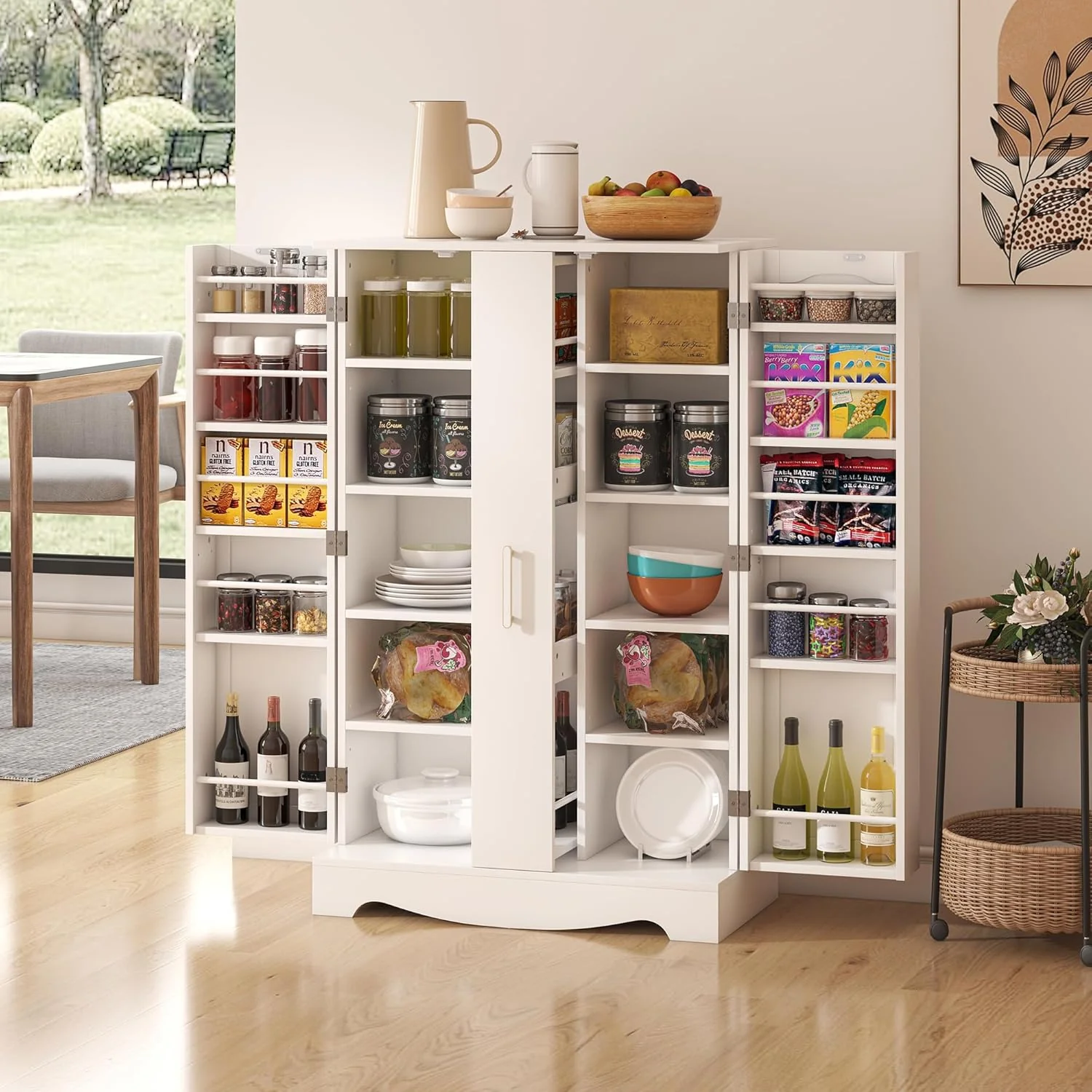 47” Kitchen sideboard with drawers, storage with adjustable shelves