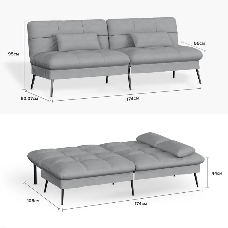 Convertible Ultra-comfortable Futon Sofa Bed with Adjustable Backrest B001