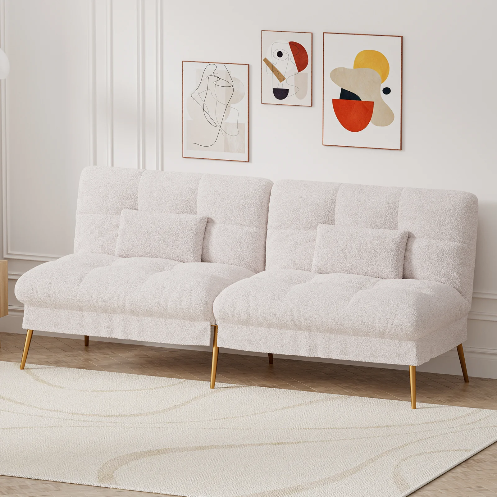 Convertible Ultra-comfortable Futon Sofa Bed with Adjustable Backrest B001