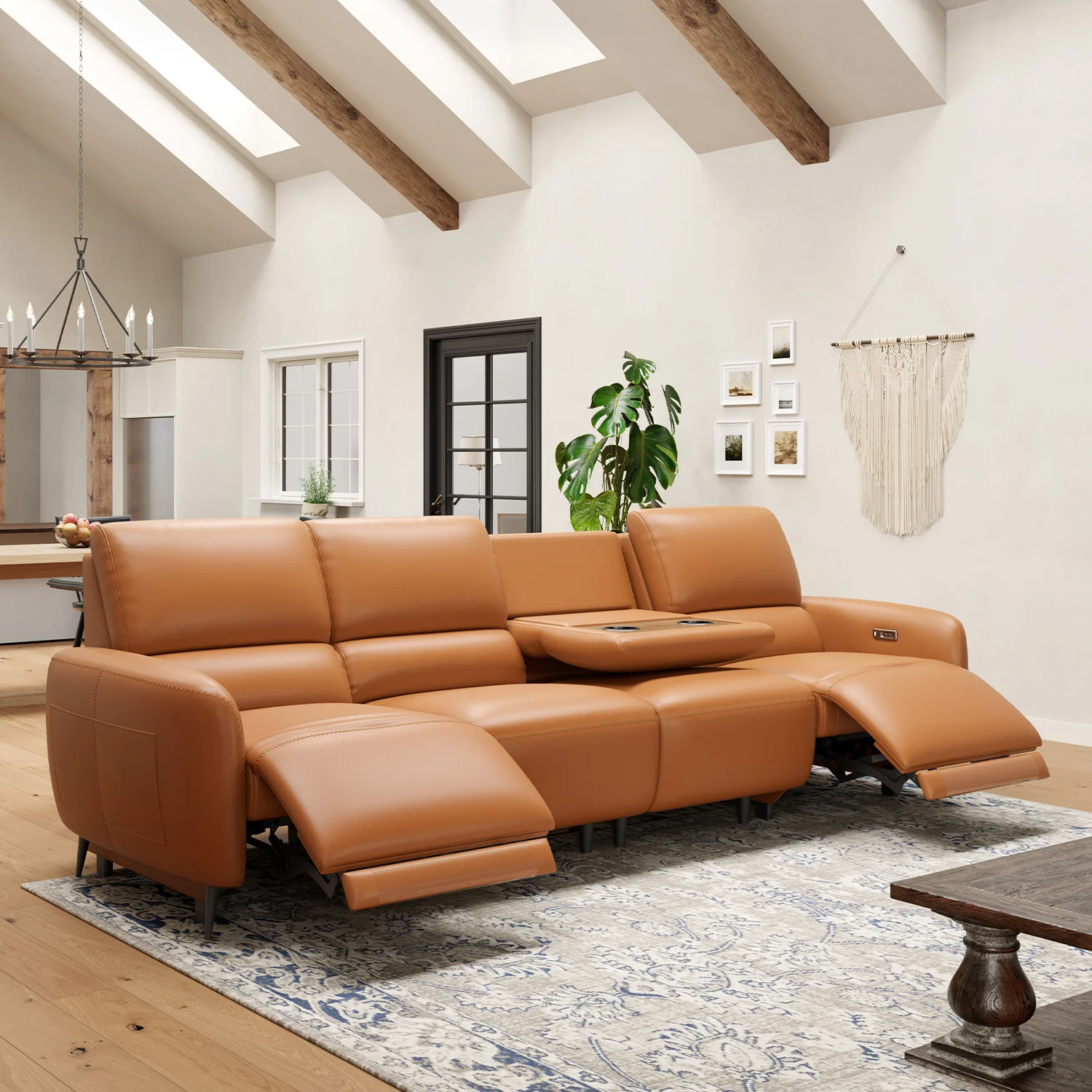 AeroStretch 3 Seater Power Zero Wall Recliner Sofa with Drop Down Table Tray