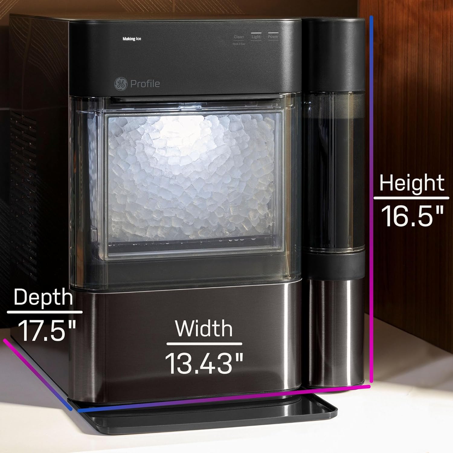 2.0 with 0.75 Gallon Tank, Chewable Crunchable Countertop Nugget Ice Maker, Scoop included, 38 lbs in 24 hours, Pellet Ice Machine with WiFi & Smart Connected, Black Stainless Steel