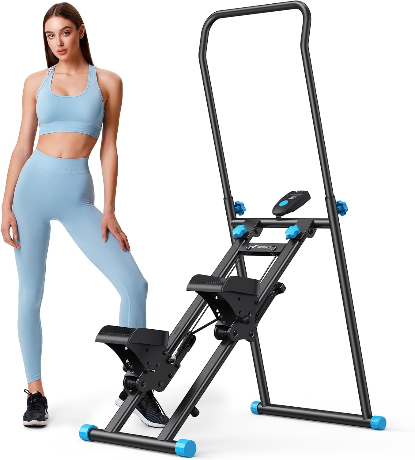Stair Stepper with Handlebar, LED Display, 300LBS Capacity, Climber Exercise Machine for Workouts, Home Fitness Equipment for Women&Men
