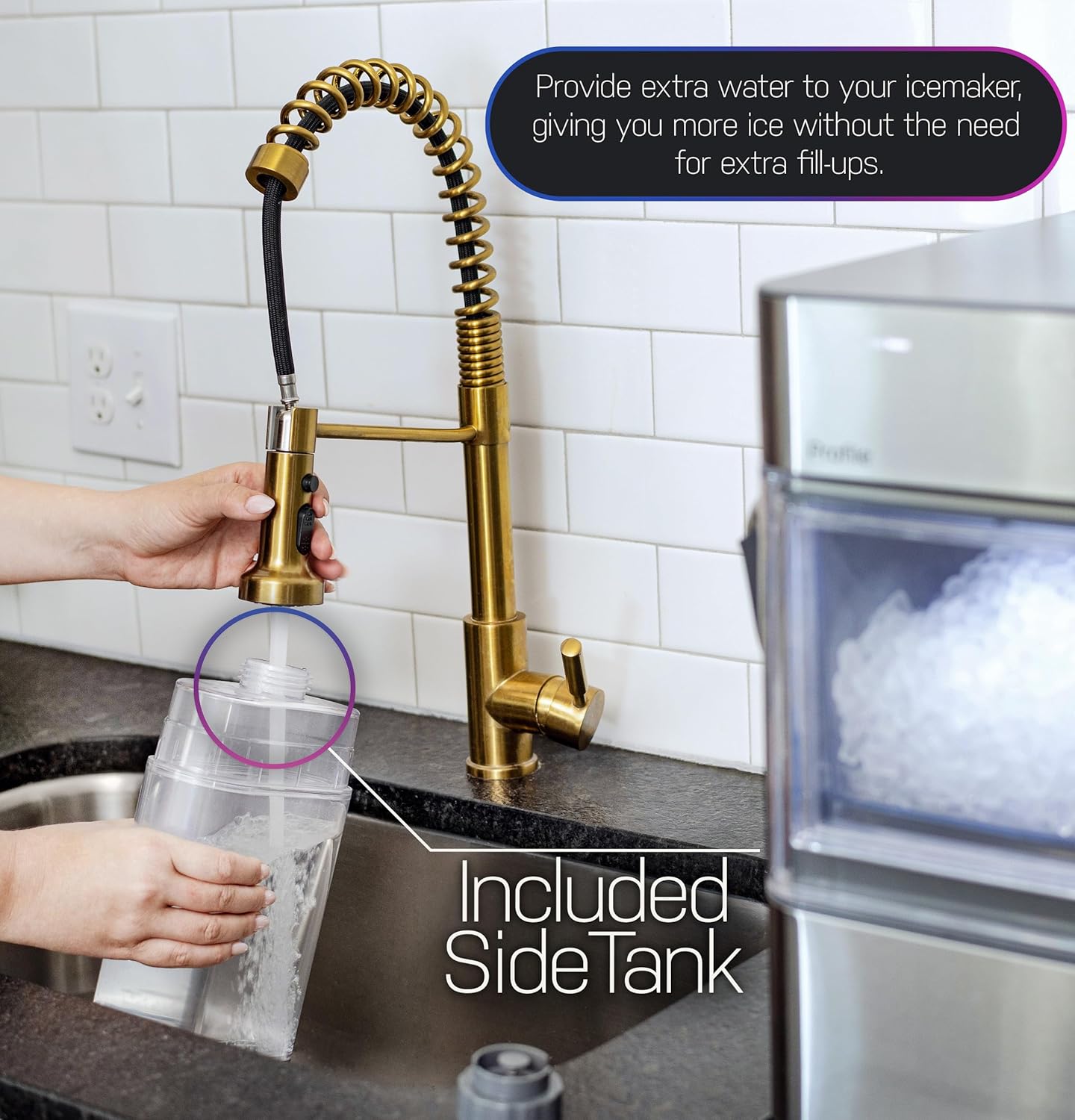 2.0 with 0.75 Gallon Tank, Chewable Crunchable Countertop Nugget Ice Maker, Scoop included, 38 lbs in 24 hours, Pellet Ice Machine with WiFi & Smart Connected, Black Stainless Steel