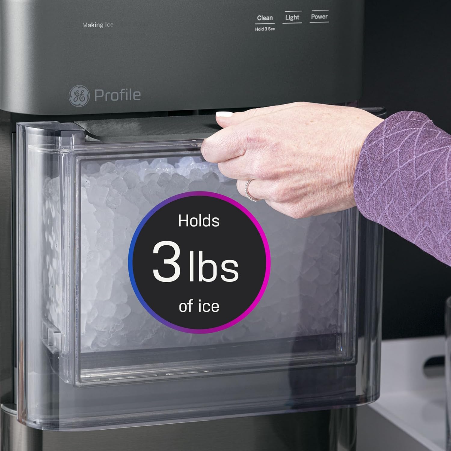 2.0 with 0.75 Gallon Tank, Chewable Crunchable Countertop Nugget Ice Maker, Scoop included, 38 lbs in 24 hours, Pellet Ice Machine with WiFi & Smart Connected, Black Stainless Steel