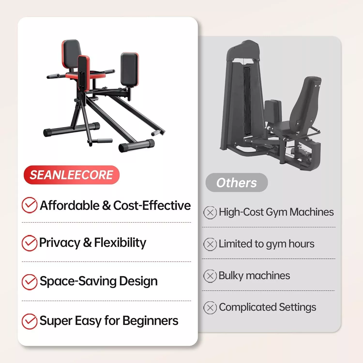 Hip Abductor Machine for Home Gym | Glute & Thigh Exercise Equipment Inner Thigh