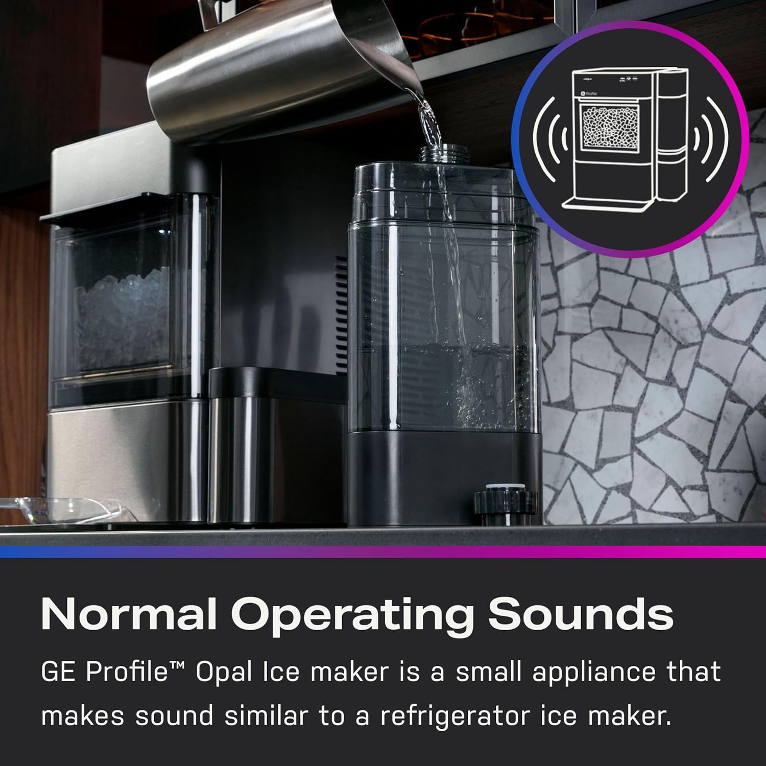 2.0 with 0.75 Gallon Tank, Chewable Crunchable Countertop Nugget Ice Maker, Scoop included, 38 lbs in 24 hours, Pellet Ice Machine with WiFi & Smart Connected, Black Stainless Steel