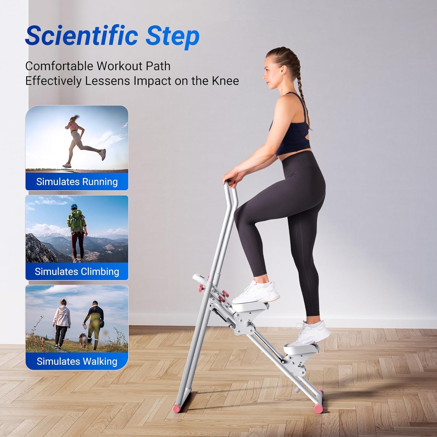 Stair Stepper with Handlebar, LED Display, 300LBS Capacity, Climber Exercise Machine for Workouts, Home Fitness Equipment for Women&Men
