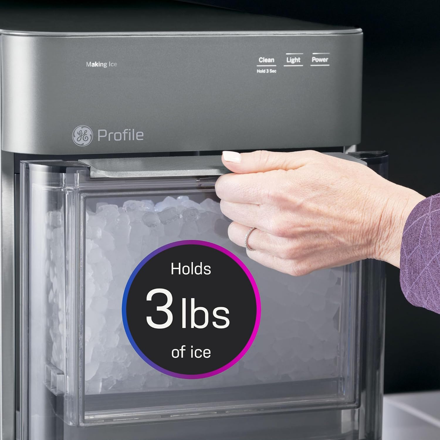 2.0 with 0.75 Gallon Tank, Chewable Crunchable Countertop Nugget Ice Maker, Scoop included, 38 lbs in 24 hours, Pellet Ice Machine with WiFi & Smart Connected, Black Stainless Steel