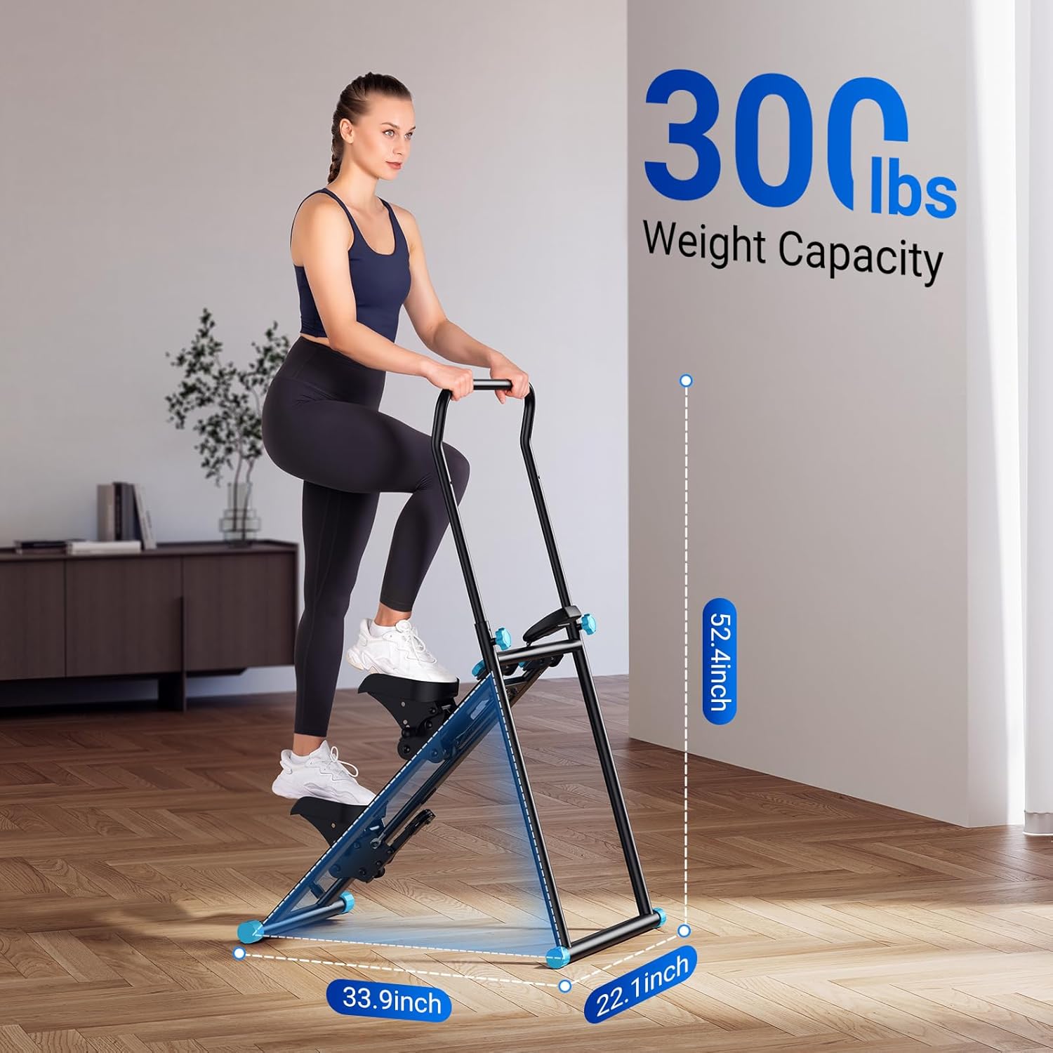 Stair Stepper with Handlebar, LED Display, 300LBS Capacity, Climber Exercise Machine for Workouts, Home Fitness Equipment for Women&Men