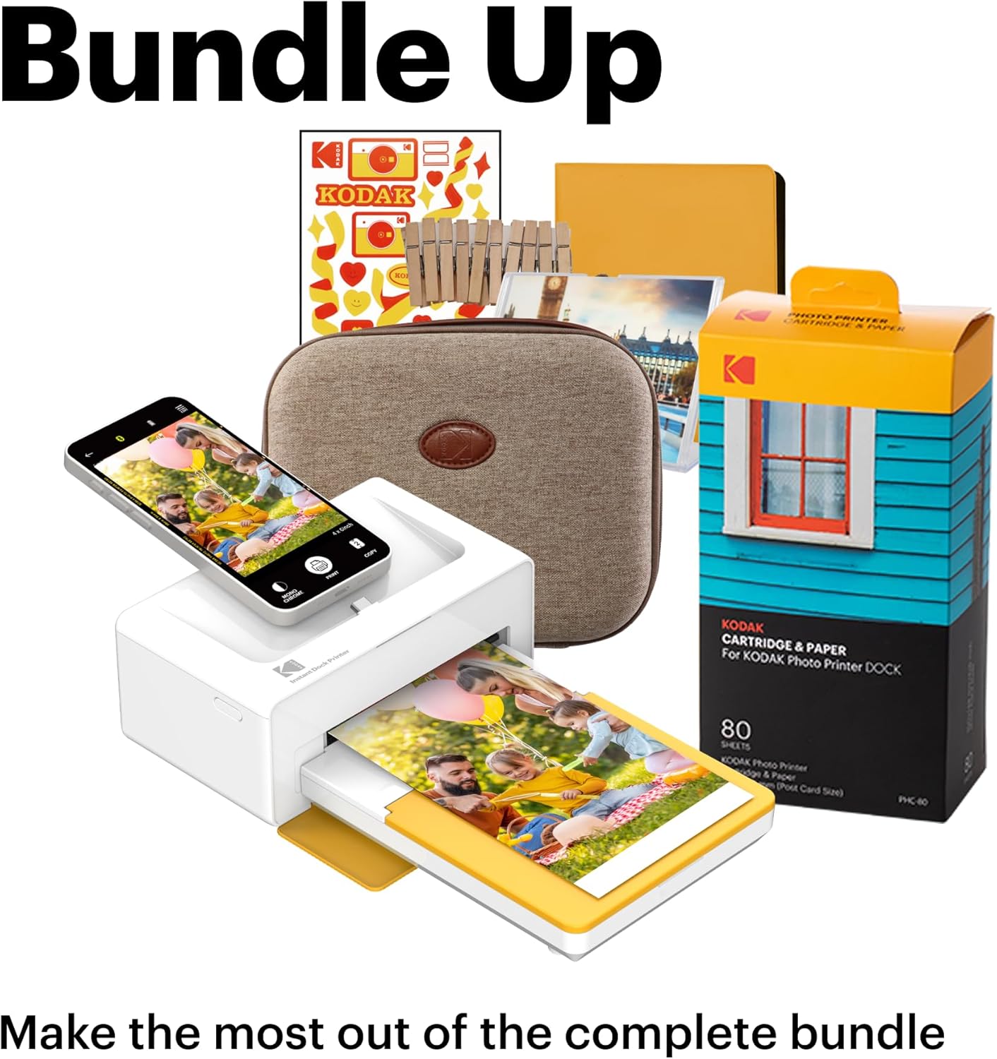 Instant Photo Printer (4x6 inches) + 90 Sheets Gift Bundle