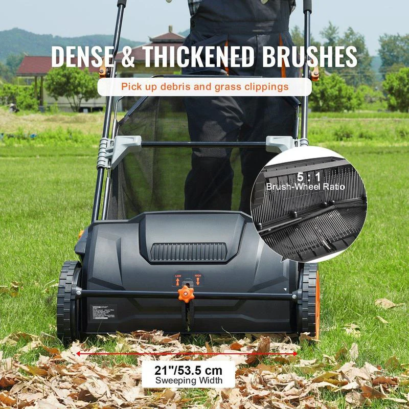 21-Inch Push Lawn Sweeper with 3.5 cu ft Collection Bag