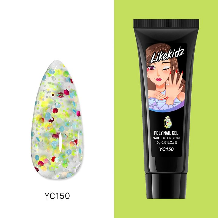 Poly Nail Gel - Light Green Sequins