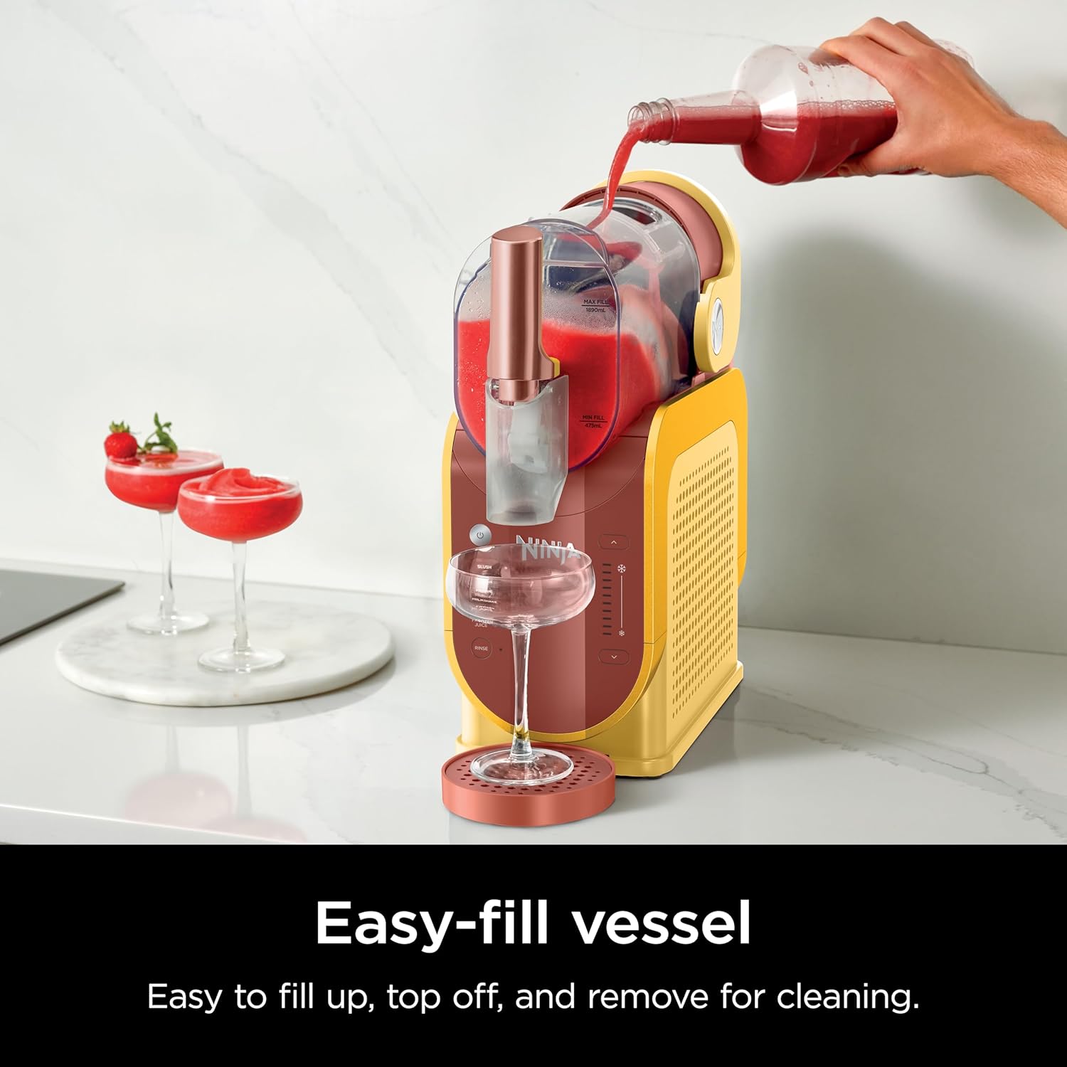 Professional Frozen Drink Maker with RapidChill Technology, 88 oz. Frozen Drink & Slushie Machine, 5 Preset Programs, Frozen Margaritas, Frappés, and More, Orange Mango, FS301OR