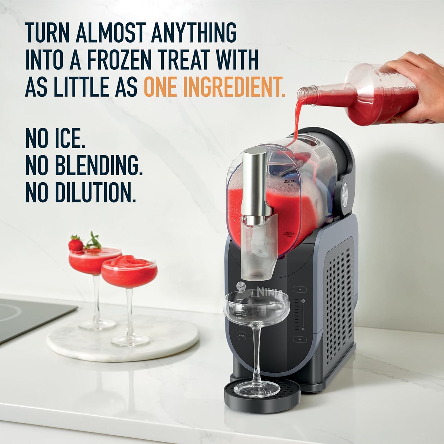 Professional Frozen Drink Maker with RapidChill Technology, 88 oz. Frozen Drink & Slushie Machine, 5 Preset Programs, Frozen Margaritas, Frappés, and More, Orange Mango, FS301OR