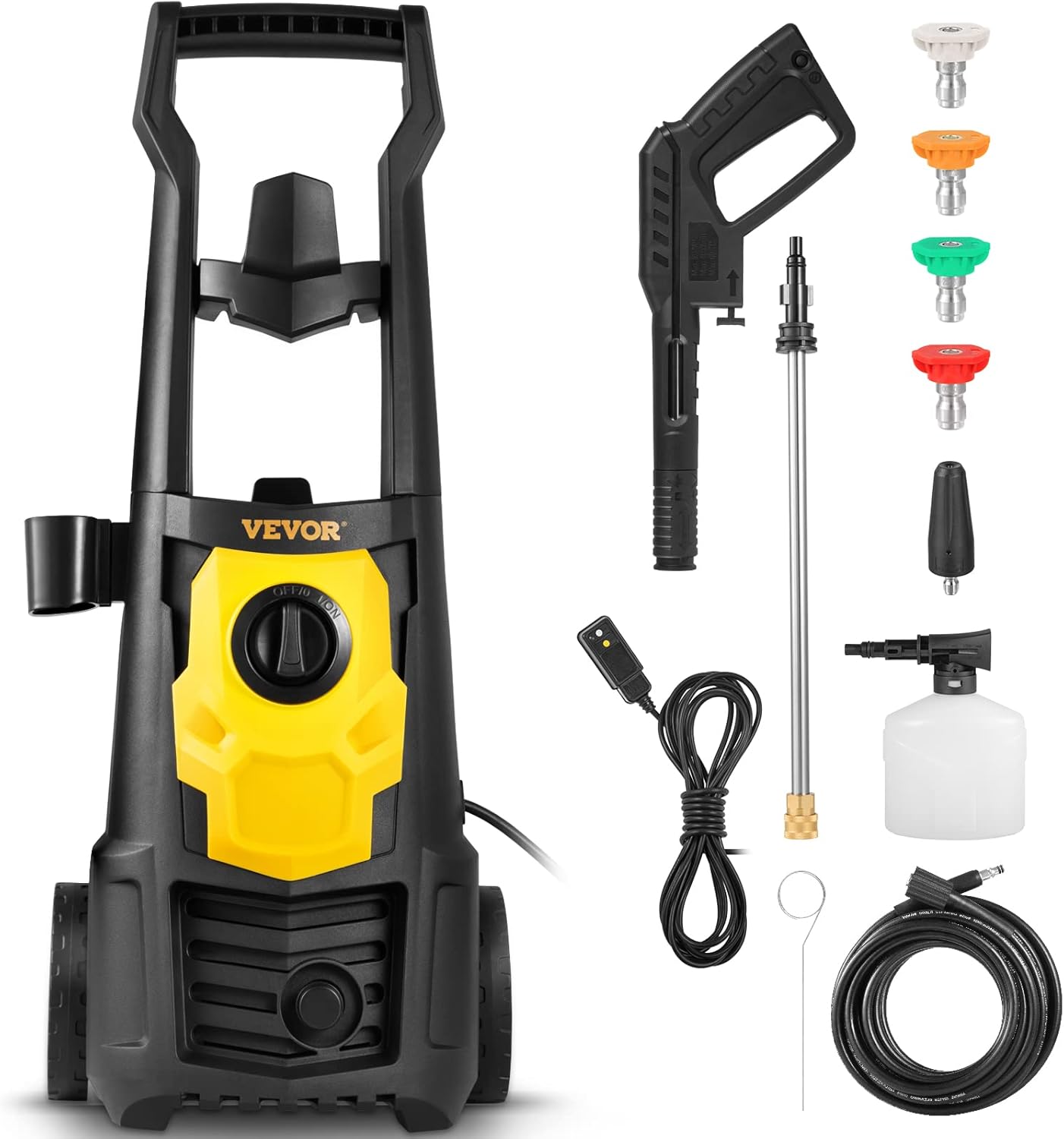 Electric Pressure Washer, 2000 PSI, Max. 1.76 GPM Power Washer w/ 30 ft Hose, 5 Quick Connect Nozzles, Foam Cannon, Portable to Clean Patios, Cars, Fences, Driveways, ETL Listed