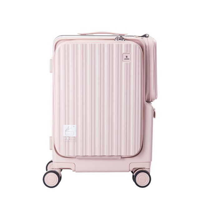 Front opening aluminum frame zipper luggage trolley case