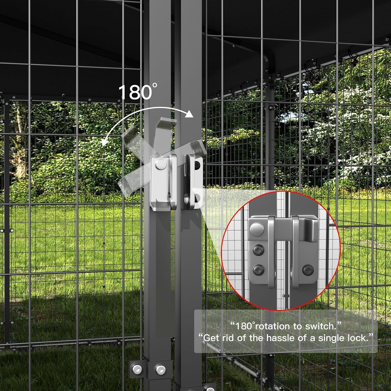 10x10x6 FT Large Outdoor Dog Kennel,Anti-Rust Galvanized Steel Dog Pen with Double Locks,Heavy Duty Dog Enclosure Fence with UV & Water Resistant Roof Cover for Outside