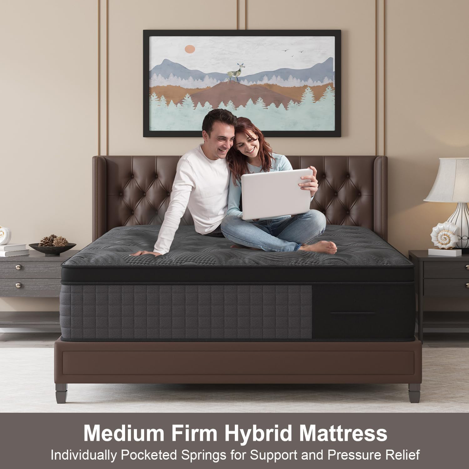 Queen Mattress, 10 Inch Hybrid Mattresses with Gel Memory Foam and Individually Pocket Innerspring Euro Top Mattress Medium Firm for Motion Isolation