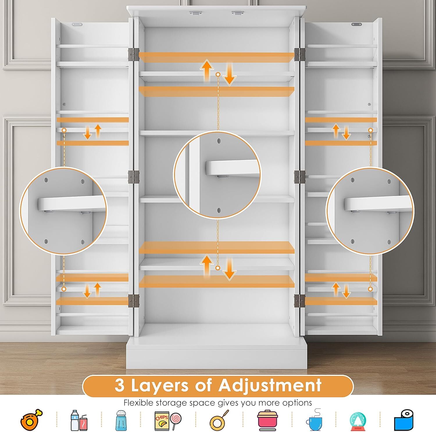 🔥HOT SALE🔥 47” Kitchen Pantry Cabinet with LED