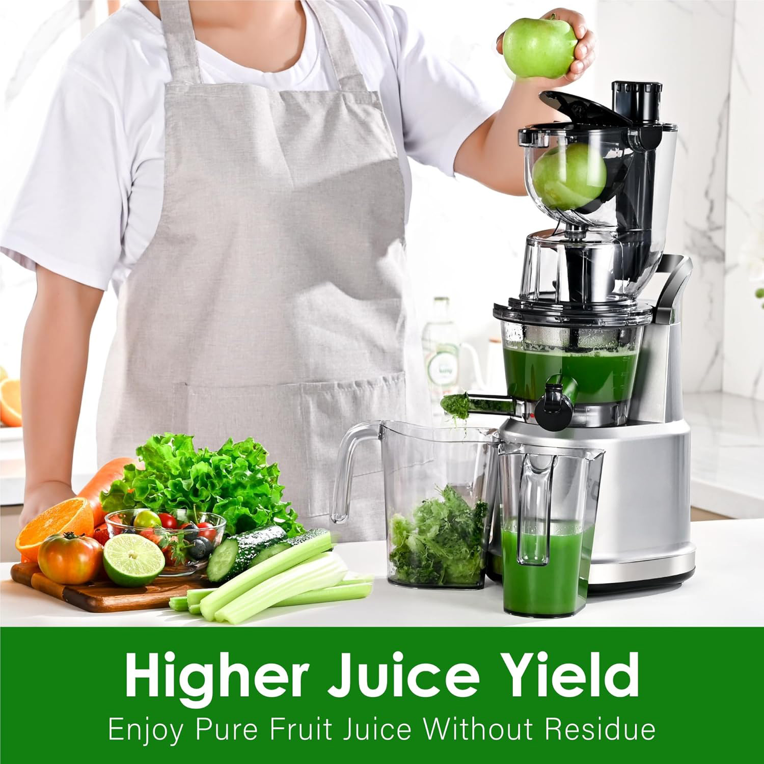 🎉⚡Hot Sale⚡Cold Press Juicer Machines, Kitchen in the Box Slow Masticating Juicers Machine,3.26inch Large Wide Feed Chute Fit Whole Fruits & Vegetables,BPA Free,Easy to Clean (Bright Black)