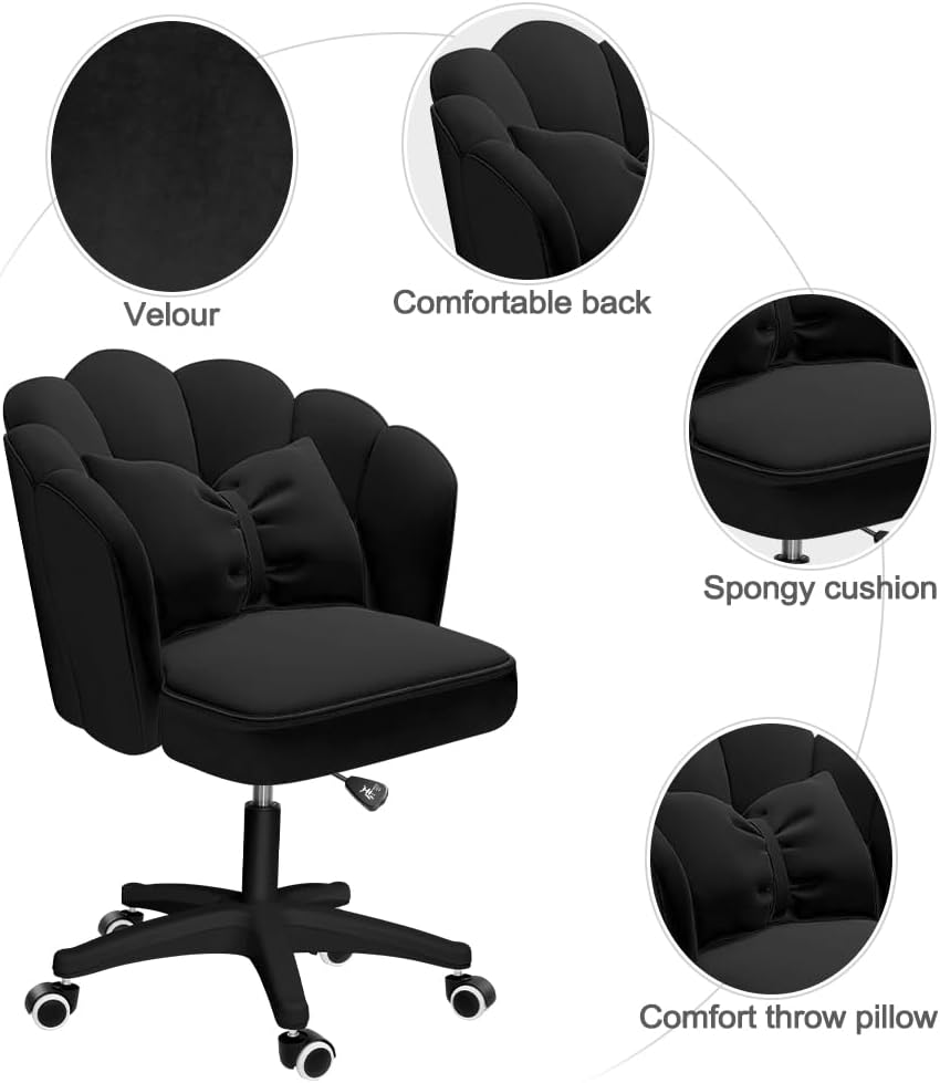 Office Chair Cute Petal Desk Chair, Modern Fabric Home Butterfly Chairs Height Adjustable Chair Makeup Chairs Computer Chairs