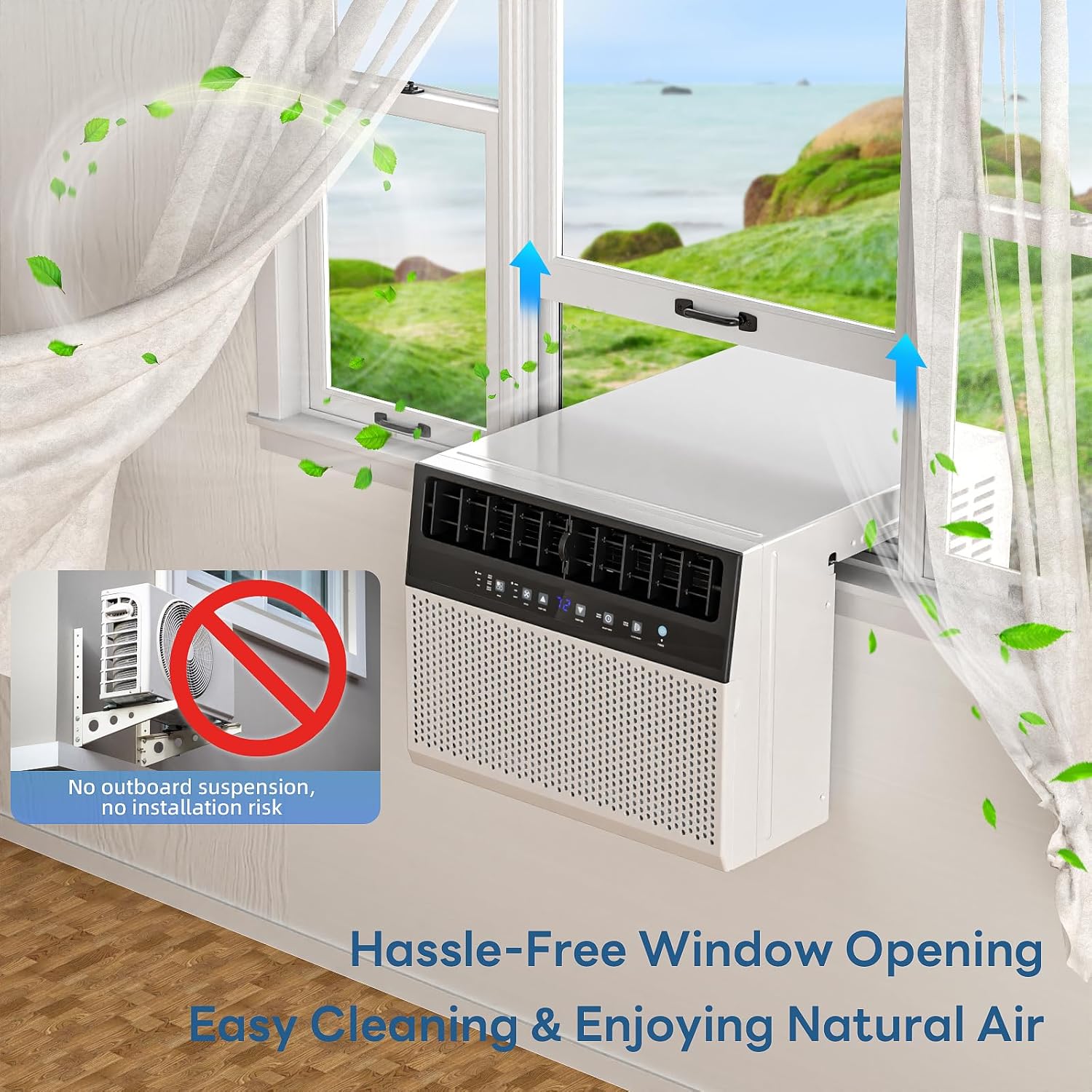 U-Shaped Window Air Conditioner Cools up to 550 Sq.Ft., Ultra Quiet Energy-Efficient Cooling, With Remote Control, White