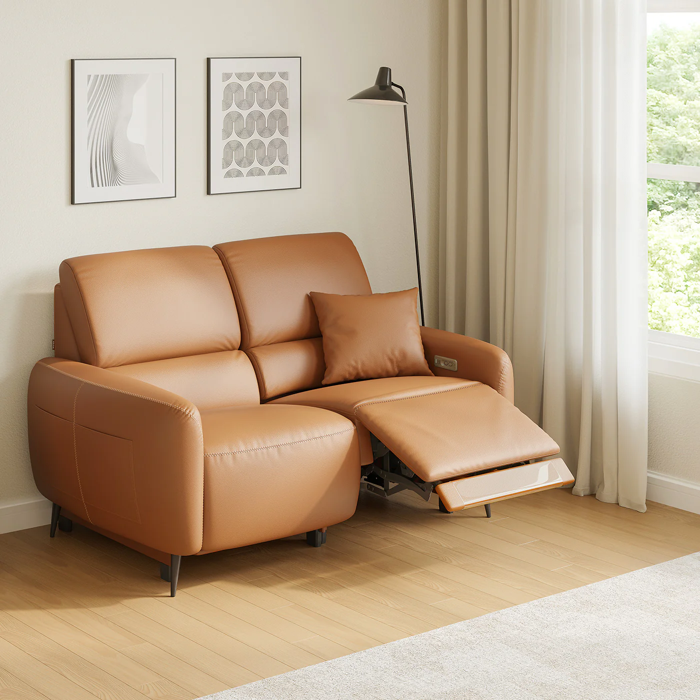 Modern Reclining Sofa with Storage