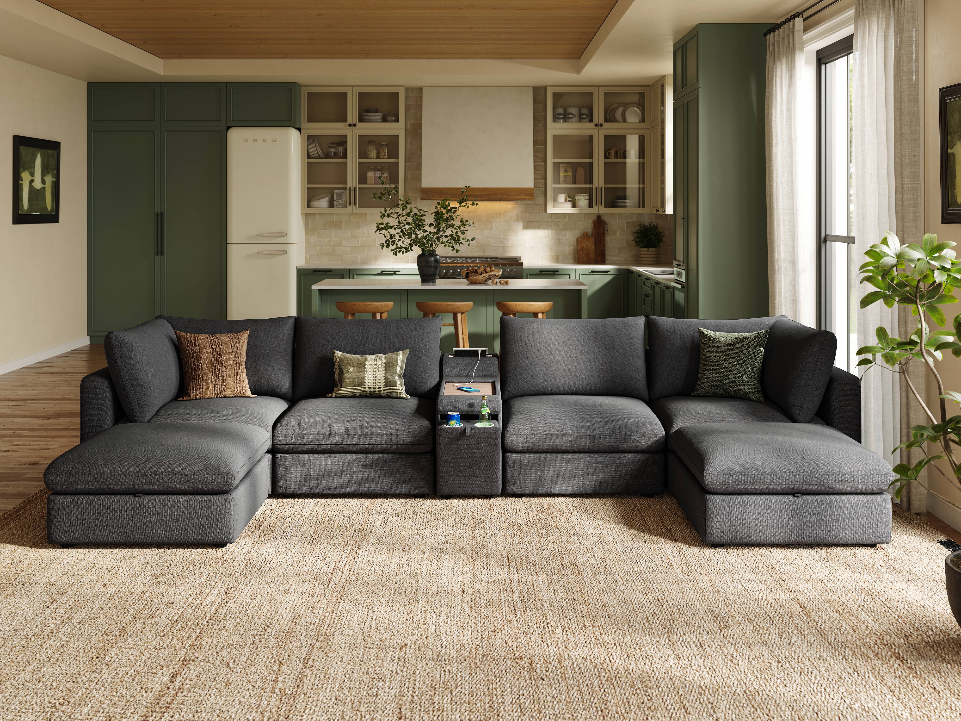 4 Seats with 2 Ottomans & Console