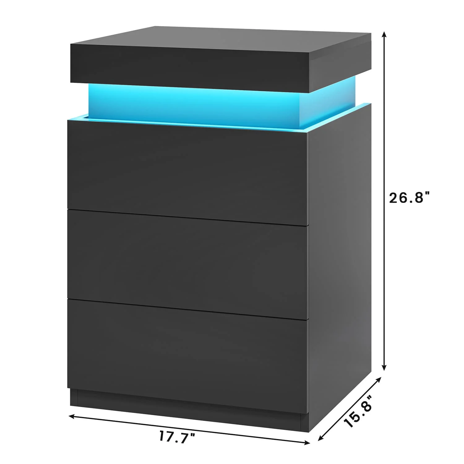 Nightstand with LED Lights Charging Station