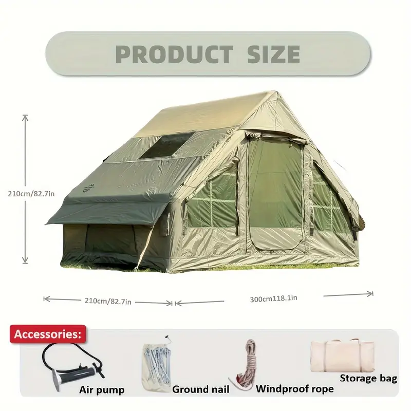 🔥2025 Clearance Sale🔥All - Season Inflatable Camping Tent with Pump - Fits 4 - 6, Waterproof & Mesh Windows