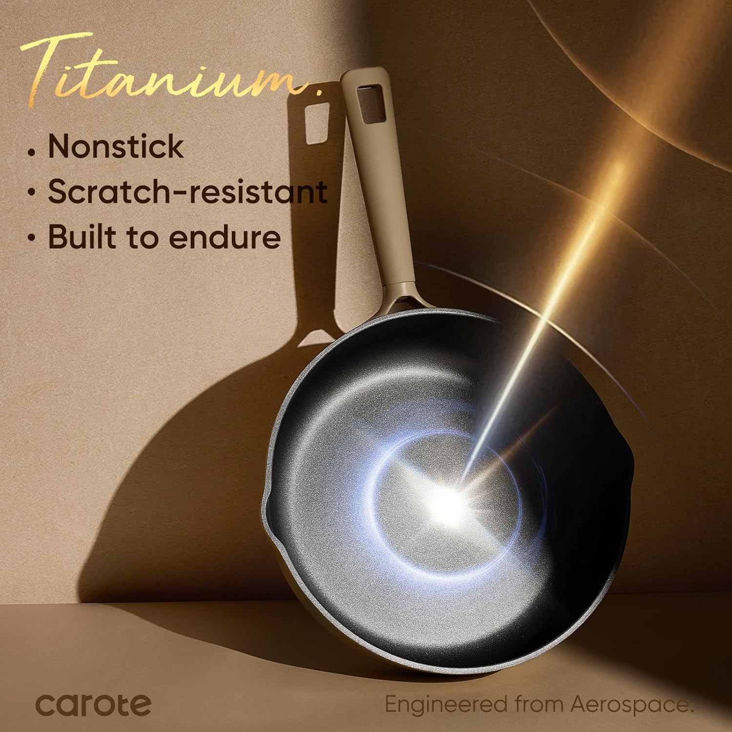 19pcs Nonstick Cookware Set, Pots and Pans Set Non Stick, kitchen Cooking Set, Premium Induction Cookware, Frying pan, Large Capacity Granite, Brown