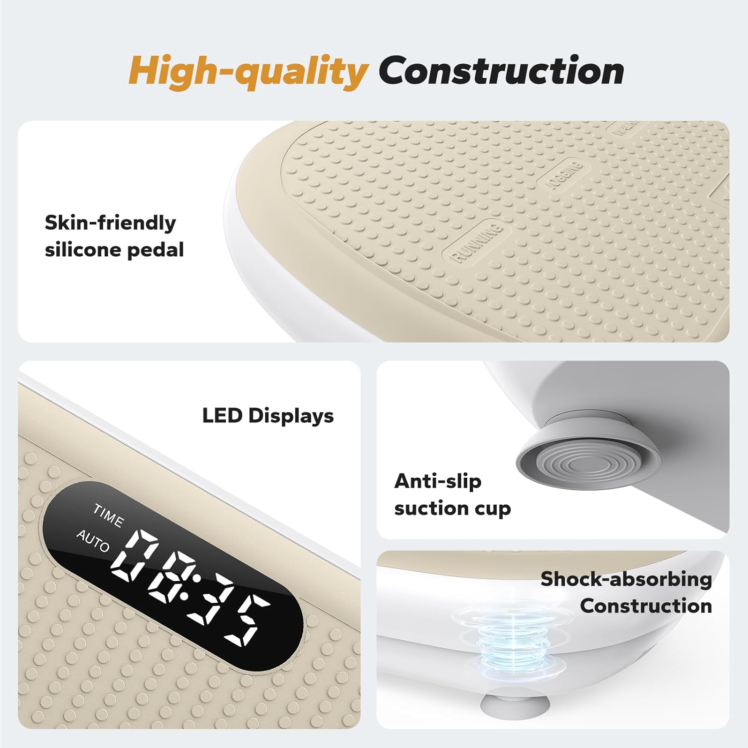 Vibration Plate Exercise Machine, Vibration Plate 440 Lbs Capacity, Bluetooth and Silicone Pedal, Stimulate Deep Fat, Vibration Plate for Lymphatic Drainage, Vibrating for Weight Loss