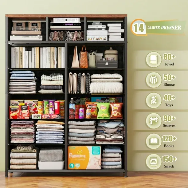 🎁Today's Special Offer🎁Large Metal - framed Fabric - drawer Storage Cabinet