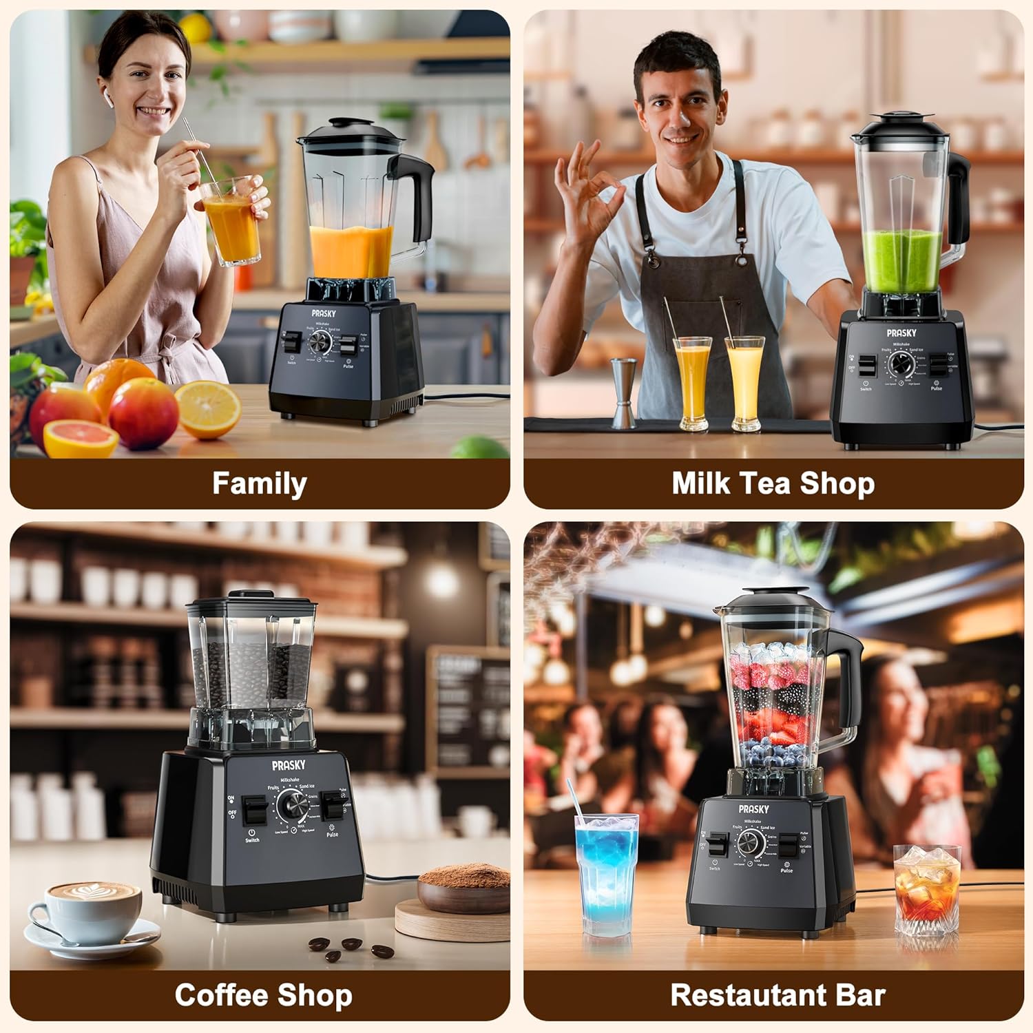 Professional Blender,Smoothies Blenders, Max.2400Watts/1000Watts Blender and Grinder Combo 25000RPM Powerful Kitchen 68oz BPA Free 2 Containers Countertop Blenders Ice Crushing, Juice