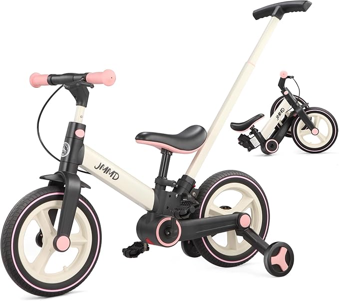 6-in-1 Toddler Bike & Stroller | Foldable Push Bike w/Training Wheels