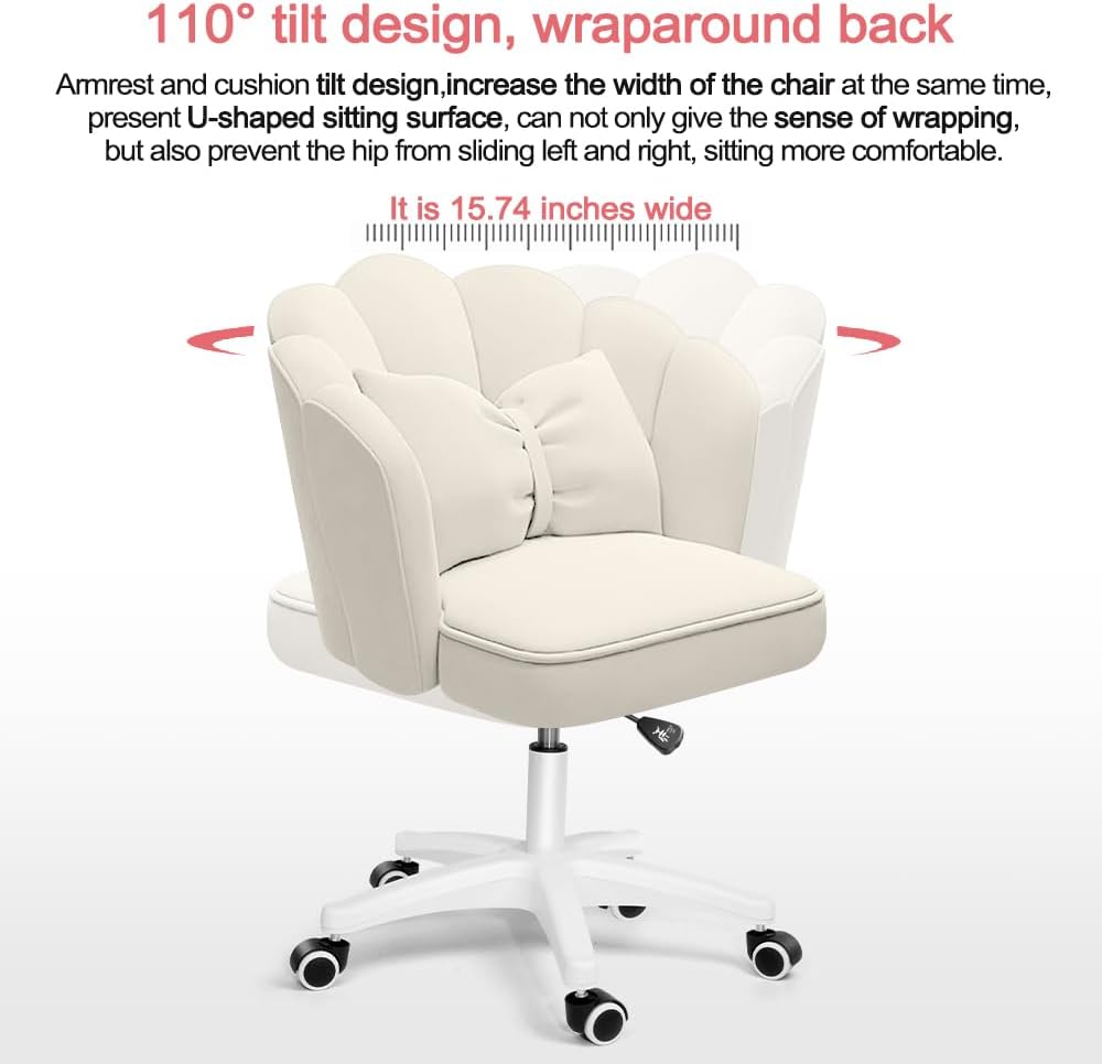Office Chair Cute Petal Desk Chair, Modern Fabric Home Butterfly Chairs Height Adjustable Chair Makeup Chairs Computer Chairs