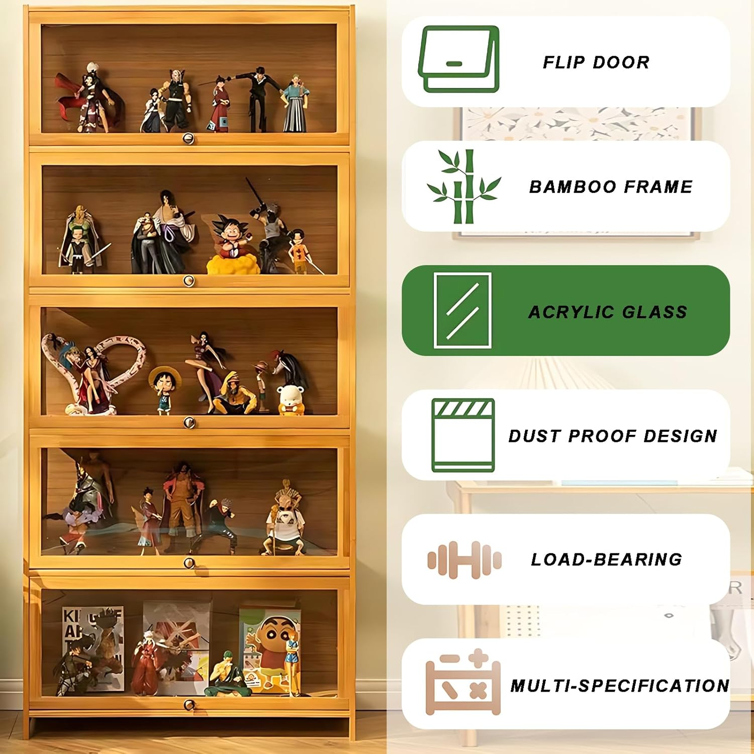 Flip-top display cabinet with lights