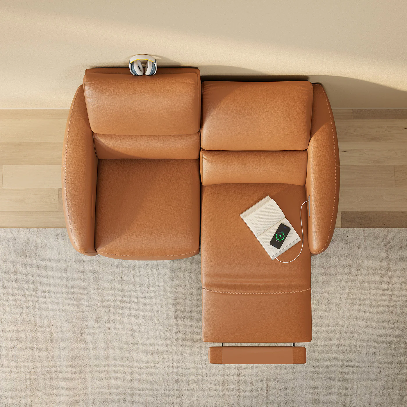 Modern Reclining Sofa with Storage