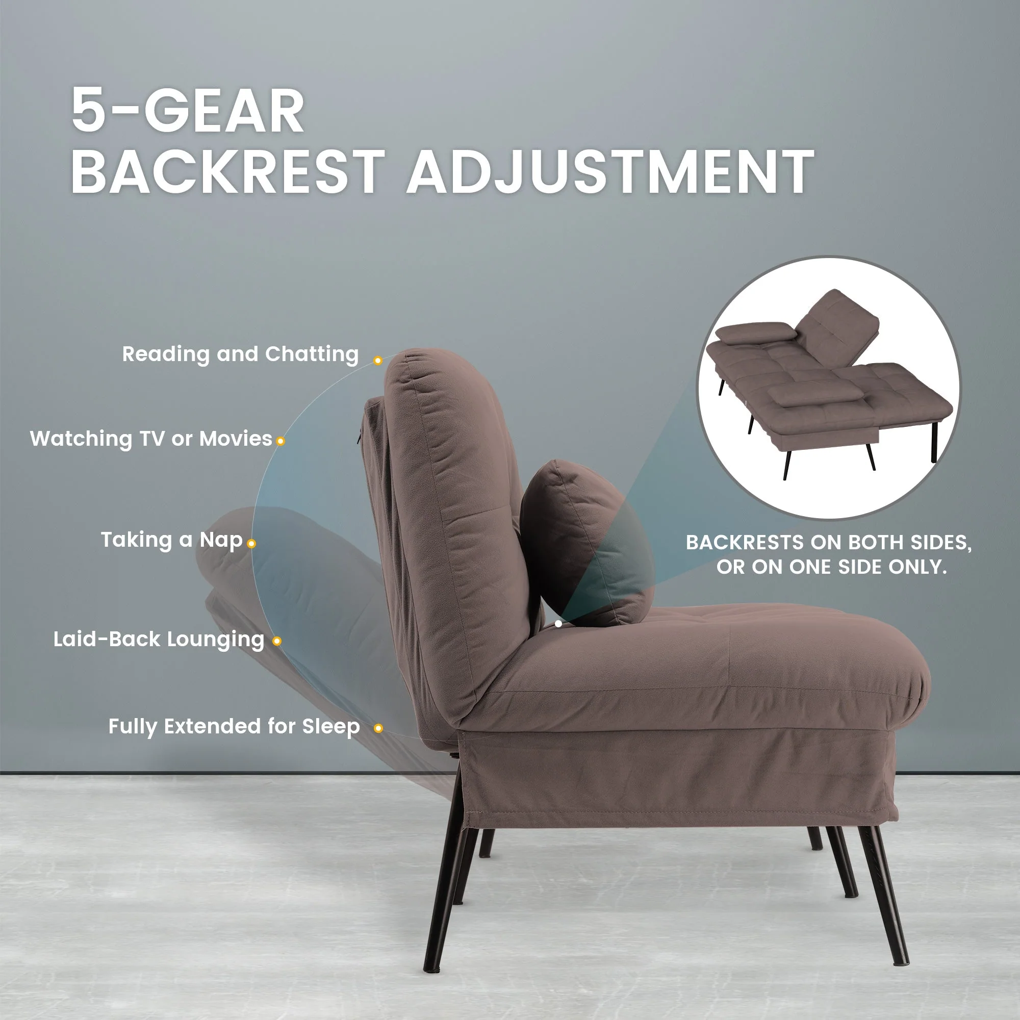 COMHOMA Convertible Ultra-comfortable Futon Sofa Bed with Adjustable Backrest B001