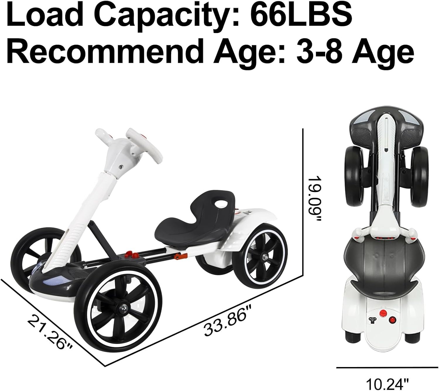 🔥Electric Go Kart for Kids , Foldable 4-Wheel Go Kart W/390 Motor, 3H Endurance