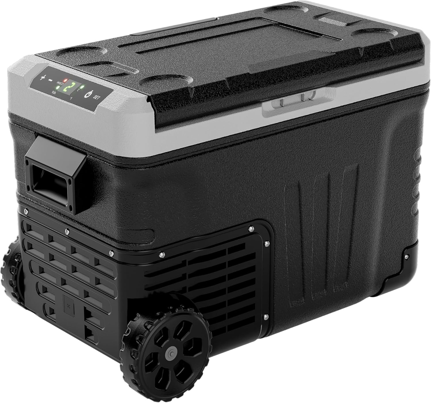12 Volt Refrigerator, 37QT(35L) Electric Cooler, Portable Freezer 12V/24V DC 110-240V AC, 12V Fridge -4℉~68℉, 12V Cooler with Wheels & 2 Baskets for Travel, Truck, Boat, Camping