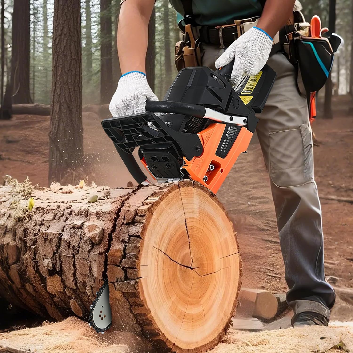 20inch 62CC Gas Powered Chainsaw, 3.8 HP 2 Stroke Engine Gas Power Chainsaws with Non-Slip Handle, Gas Chainsaws with Dual Fuel Tanks, For Wood Cutting, Tree Trimming, and Land Clearing