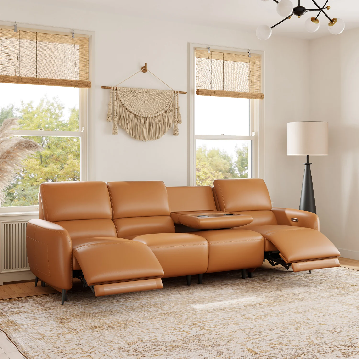 AeroStretch 3 Seater Power Zero Wall Recliner Sofa with Drop Down Table Tray