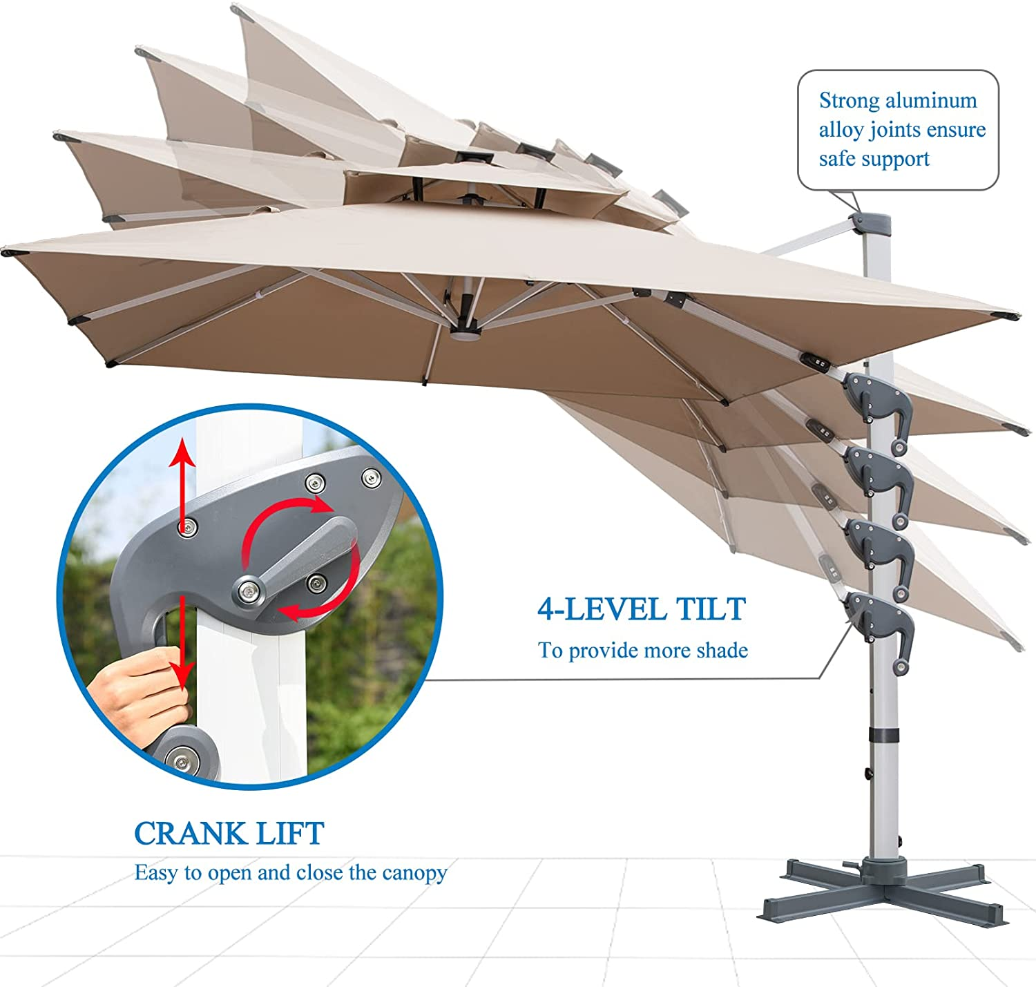 Solar Powered LED Patio Umbrella