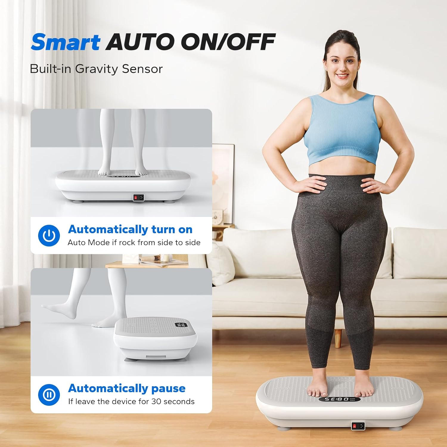 Vibration Plate Exercise Machine, Vibration Plate 440 Lbs Capacity, Bluetooth and Silicone Pedal, Stimulate Deep Fat, Vibration Plate for Lymphatic Drainage, Vibrating for Weight Loss