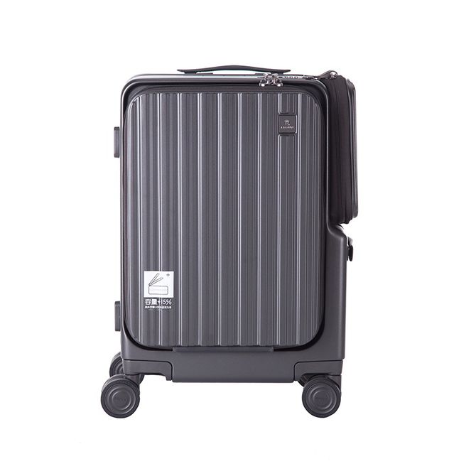 Front opening aluminum frame zipper luggage trolley case